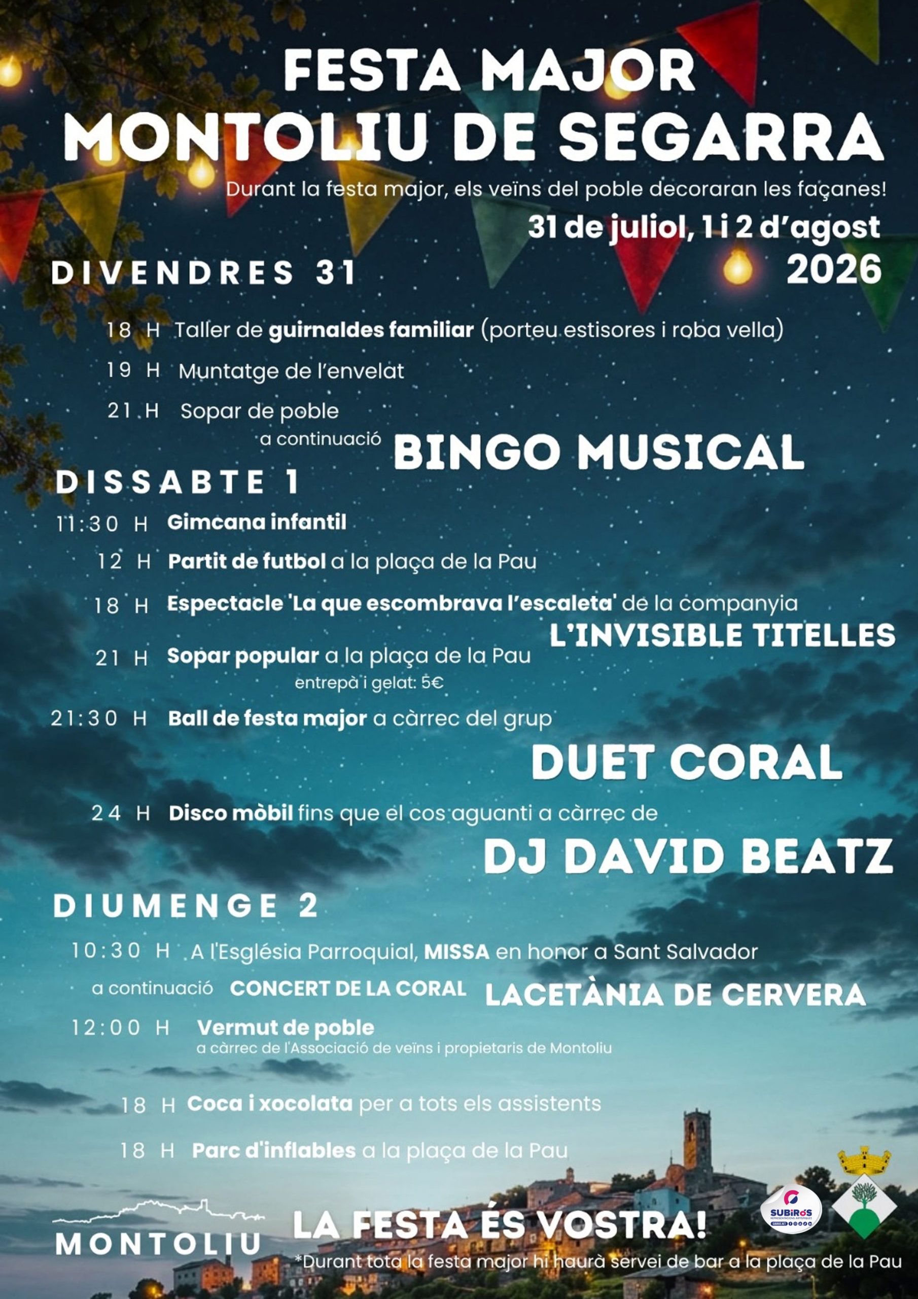 MONTOLIU DE SEGARRA-FESTA MAJOR 2026